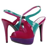 Viral28 Colorblock Slingback Platform Heels RASPBERRY MULTI