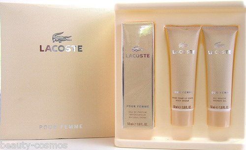 Lacoste pour Femme 50ml EDP Spray + 50ml ShowerGel + 50ml Body Cream NeuOVP Preisvergleich