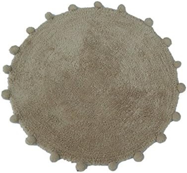IAE Rev. Round Bath Rug with POM POM (LINEN)