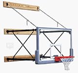 Four-Point Wall Mount Basketball System with 42 x 72 Glass Backboard and 2-3' Foot Extension
