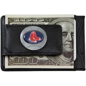 Click to buy Boston Red Sox Logo Merchandise: Black Leather Card Holder & Money Clip from Amazon!