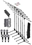 Microphone Boom Stand with Cardioid Dynamic Mic XLR Cables Telescoping Tripod Bag 6 Pack Griffin