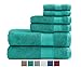 TRIDENT Soft & Plush 100% Cotton Towels, 6 Piece Set - 2 Bath Towels, 2 Hand Towels, 2 Washcloths, Super Soft and Highly Absorbent (Teal)