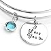Top Plaza I LOVE YOU Round Alloy Charm Rhinestone Expandable Wire Bangle Bracelet