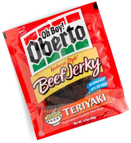 Oh Boy! Oberto Teriyaki Natural Style Beef Jerky, 3.5-Ounce Bags (Pack of 6) by Dried Beef