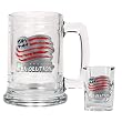 New England Revolution MLS Glass Tankard and Square Shot Glass Set - Primary Team Logo