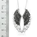 Sterling Silver Angel Feather Wing BLACK Diamond Pendant Necklace - 0.50 carat