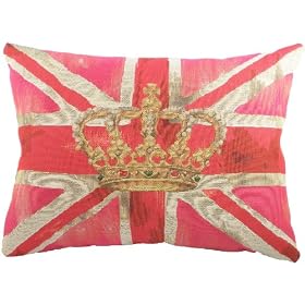 Evans Lichfield Union Jack Pink Crown Tapestry Cushion, 18 x 13 Inch, Polyester Fibre Filled