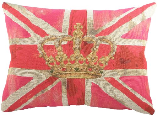 Evans Lichfield Union Jack Pink Crown Tapestry Cushion, 18 x 13 Inch, Polyester Fibre Filled