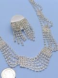 NEW Elegant Wedding Veil Crystal Necklace Earring Combo Set 04