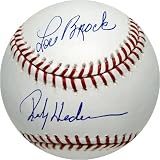 Lou Brock and Rickey Henderson Autographed MLB Baseball