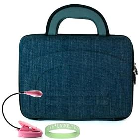 Amazon Kindle DX Hardshell Carrying Case ( Denim ) + Pink Double Bright Amazon Kindle 2 LED Book Light + A Live*Laugh*Love Wrist Band!!!
