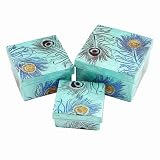 PeacockFeatherDesignSetof3CapizJewelryKeepsakeNestingBoxes
