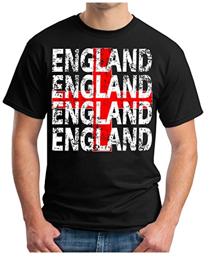 OM3 – ENGLAND – T-Shirt EM 2016 FRANKREICH FRANCE FUSSBALL FANSHIRT SOCCER CUP SPORT TRIKOT EUROPAMEISTER, 3XL, schwarz