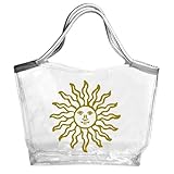 Large Clear Tote Bag with Silver Handles - Sun Logo