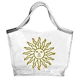 Large Clear Tote Bag with Silver Handles - Sun Logo ~ Clear Handbags & More
