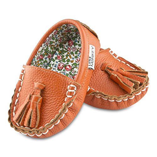 Unisex Baby Shoes Mango Tango Leather and Fabric Lined Moccasins (12-18 Months)