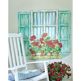 Wallies 15216 Geranium Window Wallpaper Mural, 2-Sheets