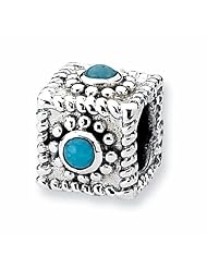 Sterling Silver Reflections Square Turquoise Bead QRS1922