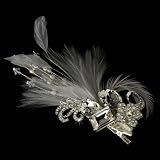 Rhinestone Floral Galore Bridal Feather Hair Brooch & Feather Fascinator Hair Clip White Rhinestone Floral Galore Bridal Feather Hair Brooch & Feather Fascinator Hair Clip White