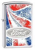 Zippo High Polish Ford Red,White,Blue Chrome Lighter