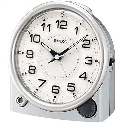 Seiko Bedside Alarm Clock Silver-Tone Metallic Case