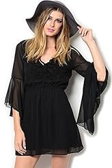 Sexy Flowy Bell Sleeves Polyester  Dress