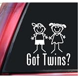 Got Twins Boy/Girl White Vinyl Decal Sticker