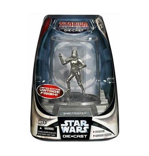 51Z 0lPiO5L Star Wars Titanium Series Limited Edition Silver Vintage Finish   Sandtrooper with Display Case