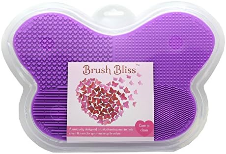 Brush Bliss - Makeup Brush Cleaning Mat 11.8" X 7.5"- Clean Makeup Brushes with Silicone Makeup Brush Cleaning Pad - Best Cosmetic Brush Cleaning Mat in Purple or Pink