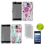 Purple Flower & Butterfly + Red Flower on Blue 2x 2D Silver Faceplate Hard  ....