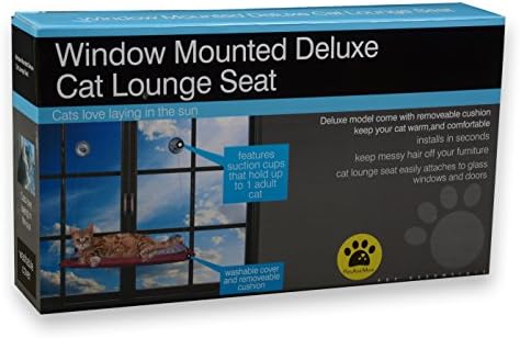 Window Mounted Cat Bed , Cat Seat with Industrial Suction Cups and Removeable Cushion