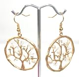 Beautiful NEU Love Mother Earth Tree of Life Charm Round Earrings with Fresh Water Pearl and Crystal Accents Matte Gold Tone Comes Gift Boxed