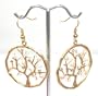 Beautiful NEU Love Mother Earth Tree of Life Charm Round Earrings with Fresh Water Pearl & Crystal Accents Matte Gold Tone Comes Gift Boxed