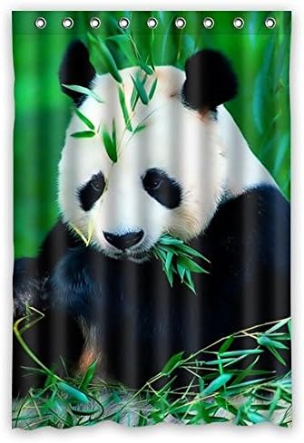 Custom Funny Panda Bear Eat Bamboo Animal Polyester Fabric Window Curtain 50"X84"(One Piece) Treatments for Room