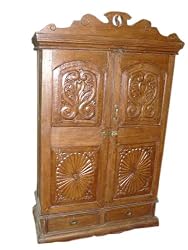 Colonial Style Carved Antique Armoire Cabinet India Furnitur 66x37