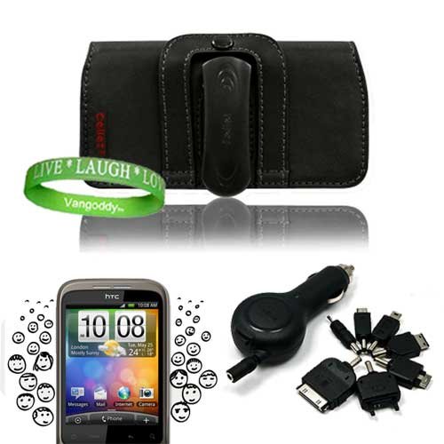 Quality BLACK Android 2.1 Phone OS HTC Wildfire SmartPhone Leather Case Holster with Optional Belt Clip & Attached Leather Button Latch for HTC Wildfire A3333 GSM Unlocked Smartphone ( CDMA , Google Android 2.2 , 2.1 OS ) + Compatible Android HTC Wild
