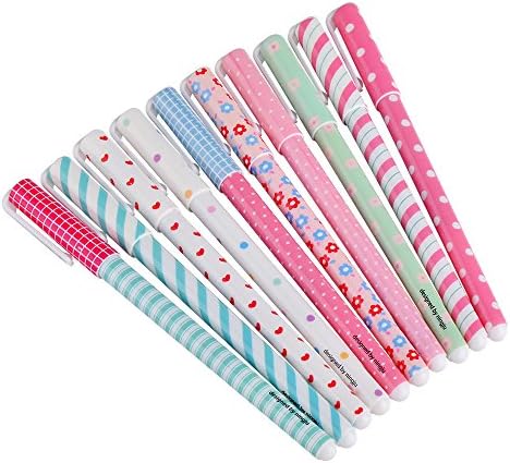 Allife® 10 Pcs Multi Colors Colorful Gel Ink Pen Cute Korean Cartoon Pin Type Stationery 10 Pens 10 Colors Set