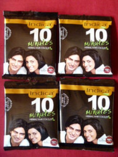 4 Packs Indica 10 Minutes Herbal Black Hair Colour No Ammonia 100% Gray Coverage