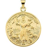 14K Yellow Gold St. Francis of Assisi Medal - 26.00mm