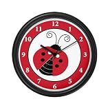 Red and Black Ladybug Wall Art Clock