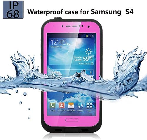 Galaxy S4 Waterproof Case, Underwater Waterproof, Dust Proof, Snow Proof, Shock Proof, Dirt proof, Sweat Proof Case with Touched Transparent Screen Protector, Heavy Duty Protective Carrying Cover Case, Durable Full Sealed Protection Case Cover for Samsung Galaxy S4 (Pink)