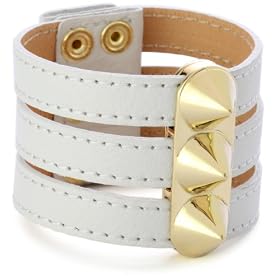 nOir White 3 Row Cone Stud Cuff