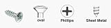 CRL 6 x 1-1/4 Oval Head Phillips Sheet Metal Screws - Package