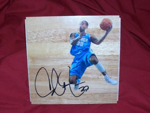 Dahntay Jones Autographed Denver Nuggets Photo Floorboard, Proof Photo of Dahntay Signing This Exact Floor for Us.