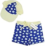 【Babystiy】 ベビー キッズ 男の子 星柄 水着 帽子 2点セット 90~130cm (90cm-100cm)