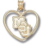 Mississippi State Univ Msu Diagonal Heart Pendant (Gold Plated)