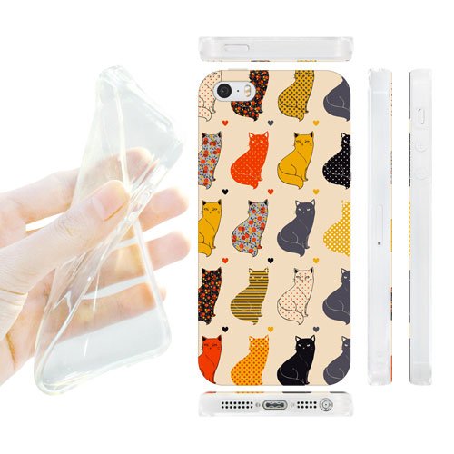 Head Case Designs Yellow and Orange Printed Cats Gel Back Case Cover for Apple iPhone 5 5s