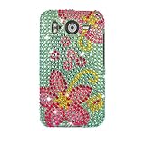 Sparkling Silver with Pink Yellow Hawaiian Flower Full Diamond Rhinestone S ....