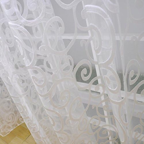 Paker Floral Window Curtains Flower Voile Door Curtain Sheer Panels Curtains Scarf Valances for Bedroom Living Room (39.37"*78.74", white)